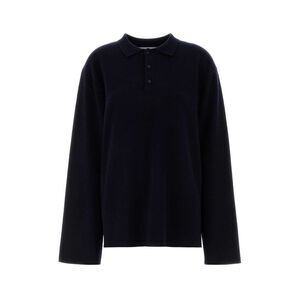 Extreme Cashmere Women Dark Blue Stretch Cashmere Blend Alligator Polo Shirt